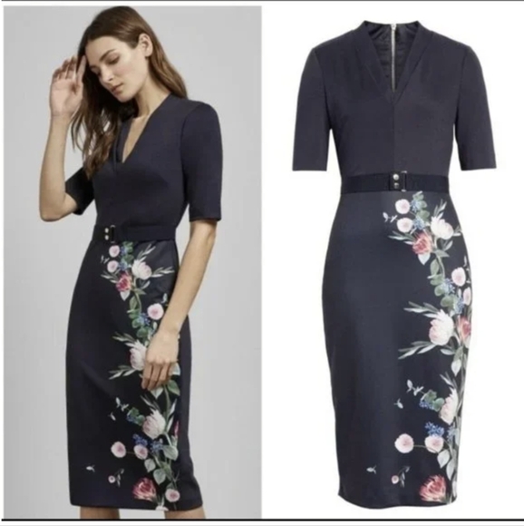 Ted Baker London Norraa Fantasia Shealth Bodycon Dress Size 8 - Picture 2 of 11